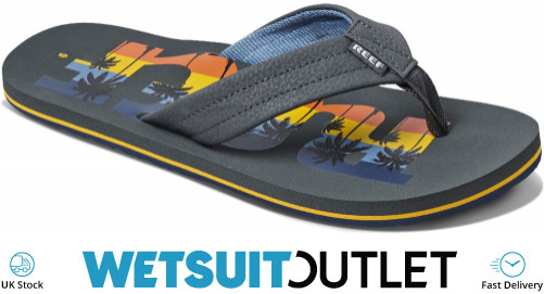 2020 Reef Mens Reef Waters Flip Flops Sandals RF0A3YKU Grey Palm Accessories